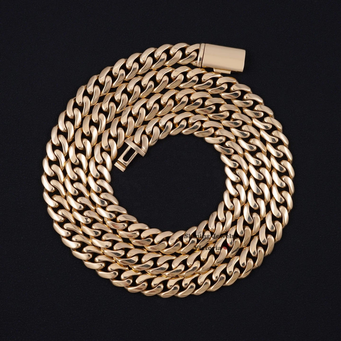 Plain Cuban Necklace Unisex Necklace Jewelry 8MM 22" 68.4 Gram 10K Solid Real Gold Cuban Link Chain