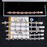 Hot Sale New Design Hip Hop Colorful Marquise 925 Silver VVS Moissanite Iced Out Bracelet