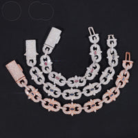 New Arrivals Iced Out Royal Blue Pink Marquise Hip Hop Infinity 16.5mm 925 Sliver VVS Moissanite Bracelet