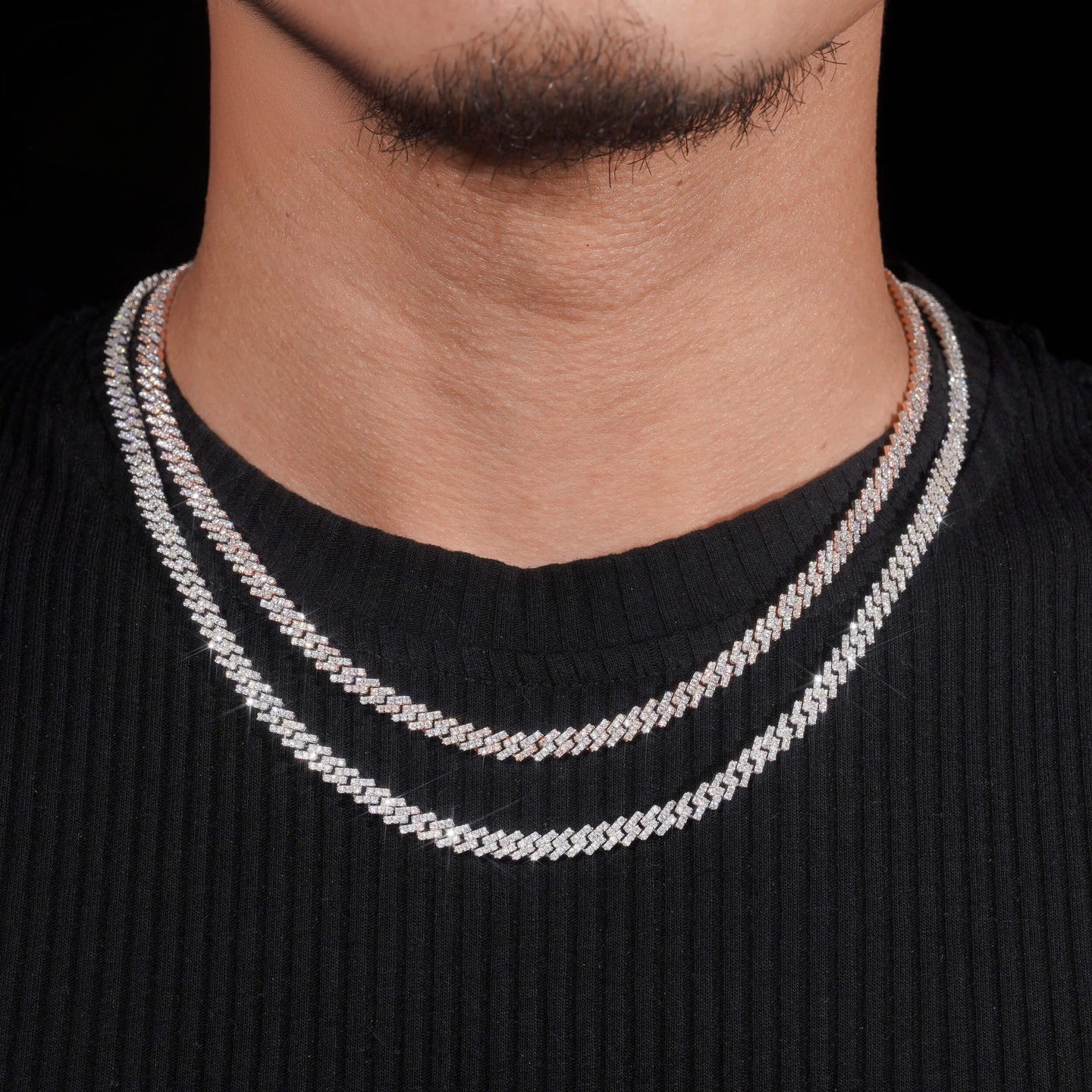 Pass Diamond Tester Iced Out One Row Hip Hop Thin 5mm Width 925 Sliver Moissanite Cuban Link Chain