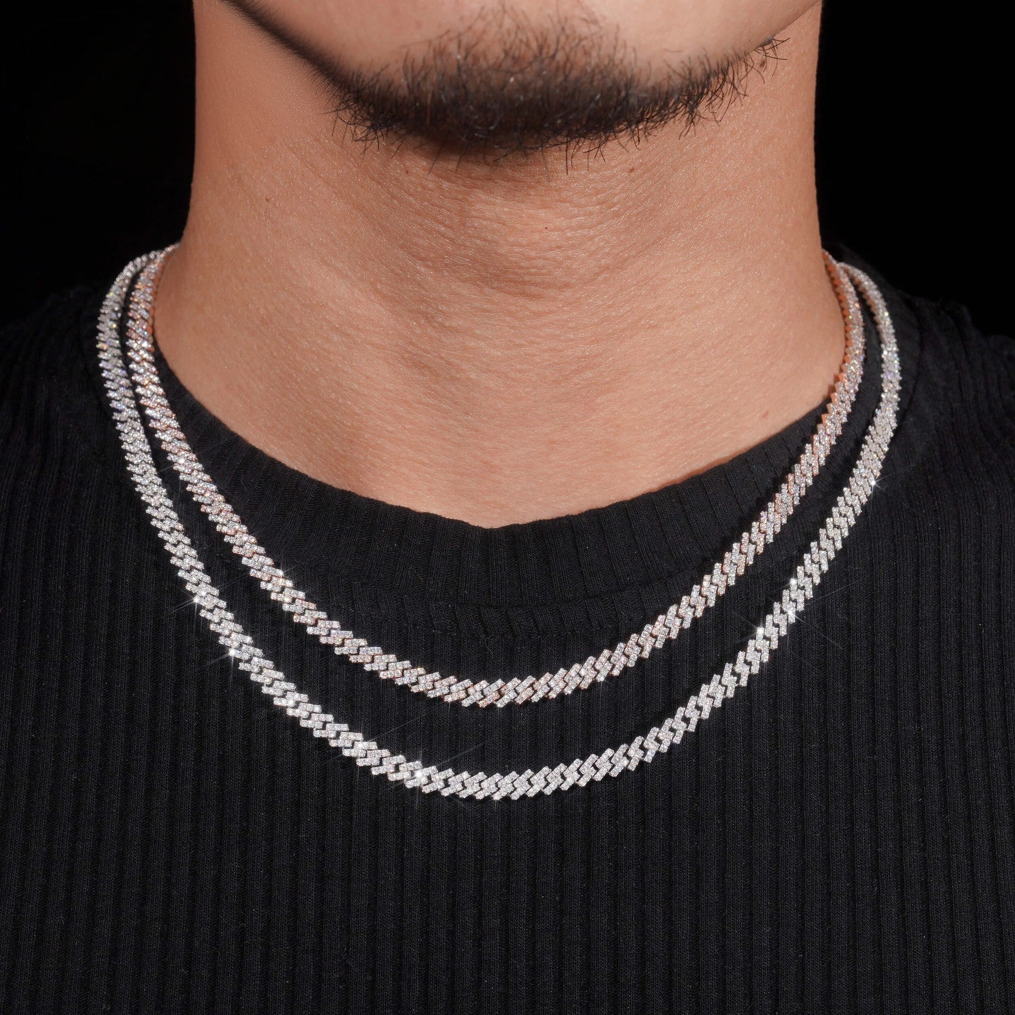 Pass Diamond Tester Iced Out One Row Hip Hop Thin 5mm Width 925 Sliver Moissanite Cuban Link Chain