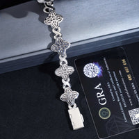 Hot Selling Hip Hop Style Rapper 925 Sterling Silver Men Infinity Cuban Link Moissanite Clover Bracelet