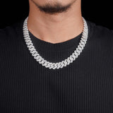 Hot Sale Hip Hip Jewelry GRA Certificate 14mm Three Row 925 Silver Moissanite Iced Out Cuban Link Chain