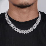 High Quality Heavy Hip Hop 15mm Width 925 Silver VVS Moissanite Iced Out Cuban Link Chain