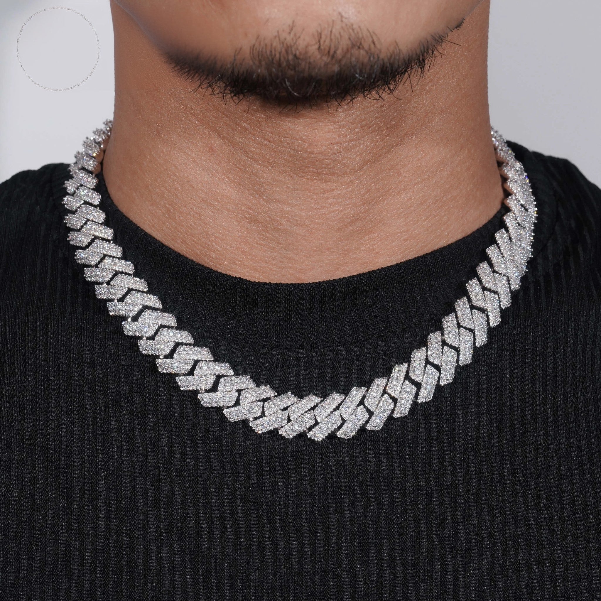 High Quality Heavy Hip Hop 15mm Width 925 Silver VVS Moissanite Iced Out Cuban Link Chain