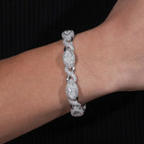 Real 925 Sterling Silver Gold Plated Hip Hop VVS Lab Diamond Moissanite Infinity Cat Eye Cuban Link Chain Bracelet