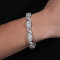 Real 925 Sterling Silver Gold Plated Hip Hop VVS Lab Diamond Moissanite Infinity Cat Eye Cuban Link Chain Bracelet