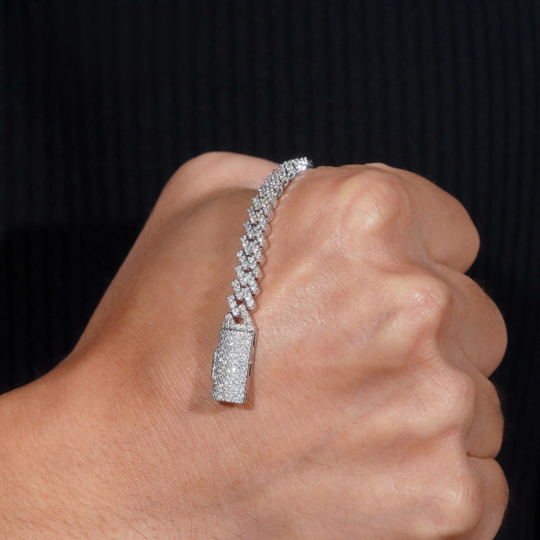 Single Row Moissanite 7mm Iced Out Cuban Necklace & Bracelet VVS Moissanite 925 Sterling Silver Miami Cuban Link Chain