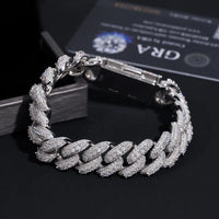 Fine Jewelry Hip Hop 16mm Mens 925 Sterling Silver Diamond Iced Out VVS Moissanite Cuban Link Bracelet