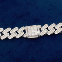 Fine Jewelry Luxury Hip Hop 18mm Iced Out Heavy 925 Silver Moissanite Diamond Cuban Link Chain