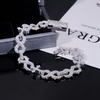 Factory 15MM Width Hip Hop Jewelry Real Silver 925 Gold Plated VVS Lab Diamond Moissanite Infinity Cuban Link Chain Bracelet