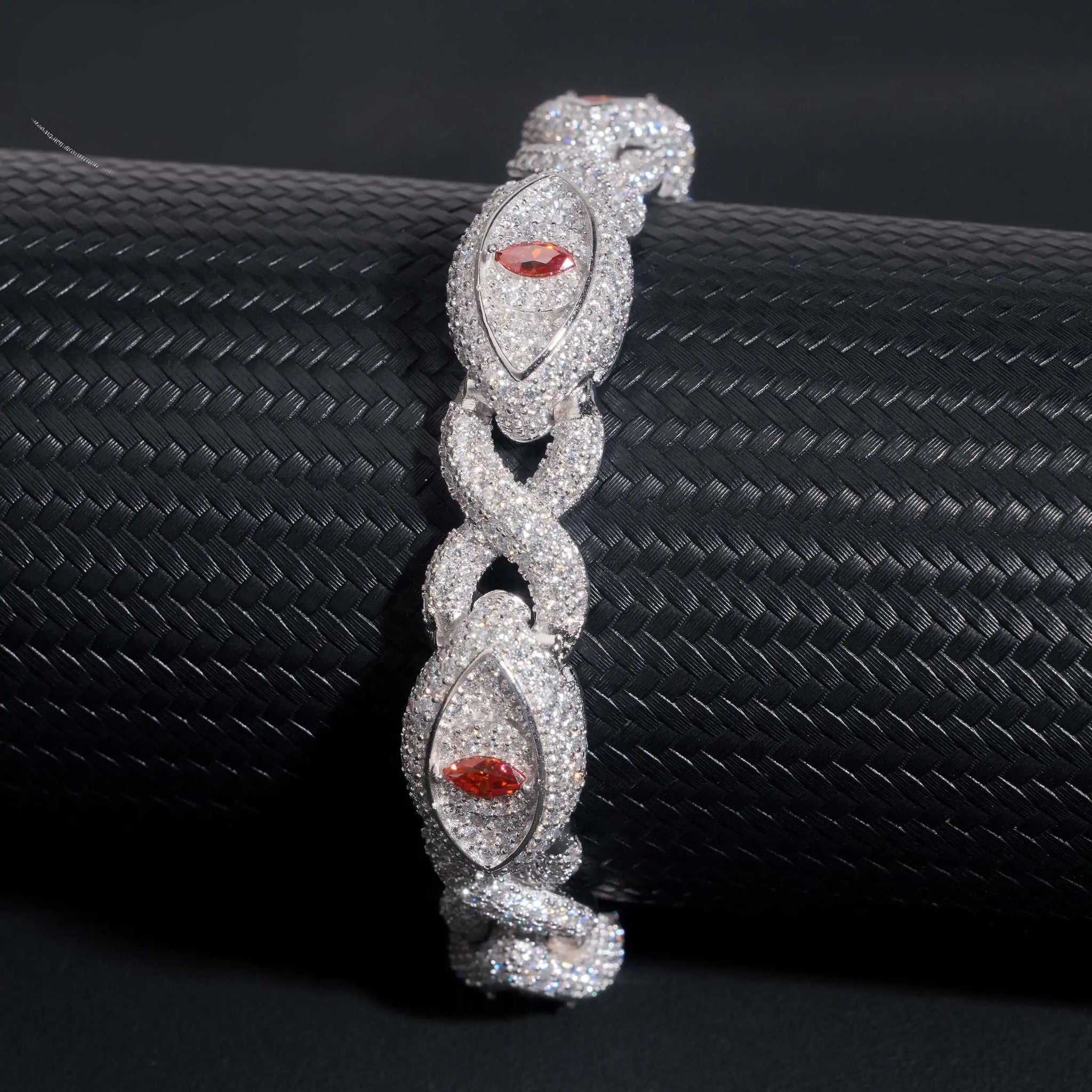 13mm Hip Hop Men Jewelry Diamond Iced Out Infinity Bracelets Colored Moissanite Cuban Link Bracelet Cat Eye Bracelet