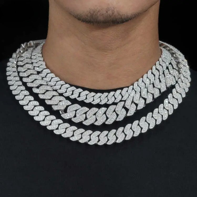 Hot Sale Rise up Moissanite Chain Pass Diamond Tester Diamonds 925 Sterling Silver Gold Plated Cuban Link Chain