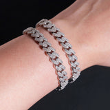 Hot Selling 925 Sterling Silver 8mm Width 2 Row Hip Hop Iced Out Moissanite Cuban Link Bracelet
