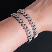 Hot Selling 925 Sterling Silver 8mm Width 2 Row Hip Hop Iced Out Moissanite Cuban Link Bracelet