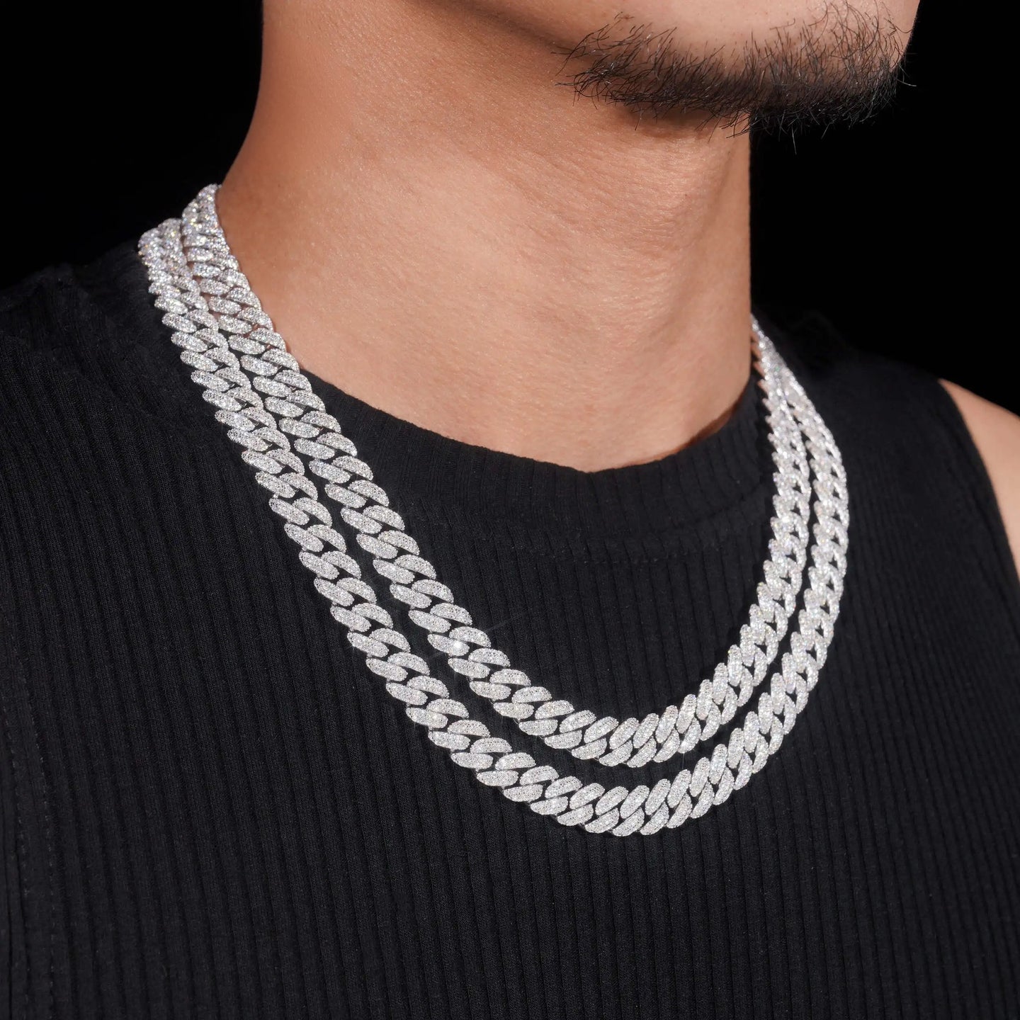 Factory Price Hip Hop Jewelry 10mm Solid 925 Sterling Silver Gold Plated GRA VVS Iced Out Moissanite Miami Cuban Link Chain