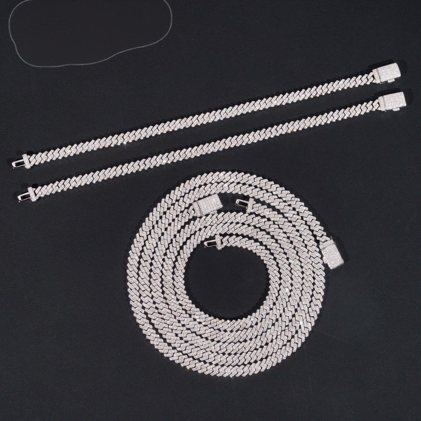 Hot Sale RTS Cuban Chain 5mm ONE ROW Moissanite Pass Diamond Tester 925 Silver Gold Plated Cuban Link Chain Fine Jewelry