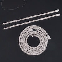 Hot Sale RTS Cuban Chain 5mm ONE ROW Moissanite Pass Diamond Tester 925 Silver Gold Plated Cuban Link Chain Fine Jewelry