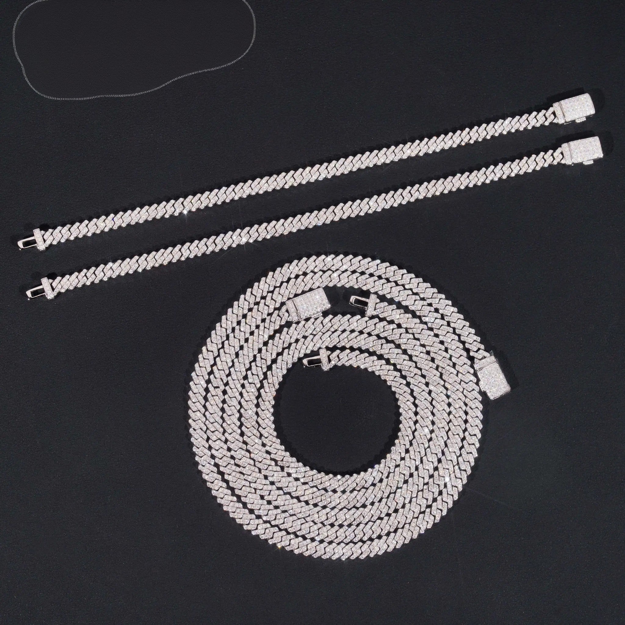 Hot Sale RTS Cuban Chain 5mm ONE ROW Moissanite Pass Diamond Tester 925 Silver Gold Plated Cuban Link Chain Fine Jewelry