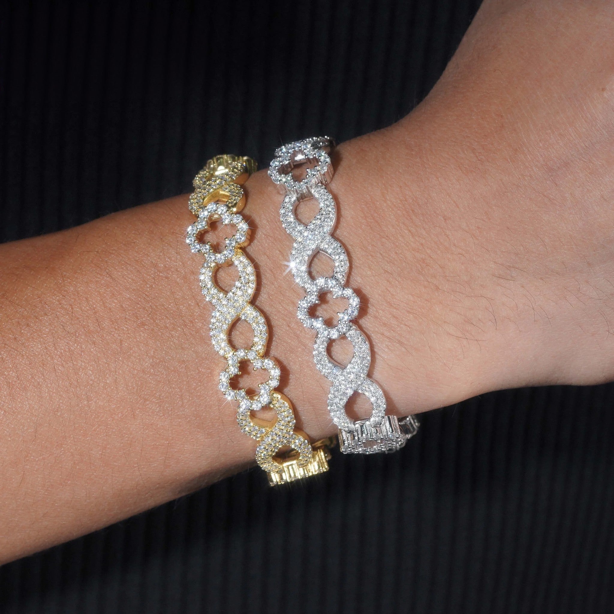 New Arrivals Hip Hop GRA Certificate 11mm 925 Silver Infinity Clover Cuban Mens Moissanite Bracelet