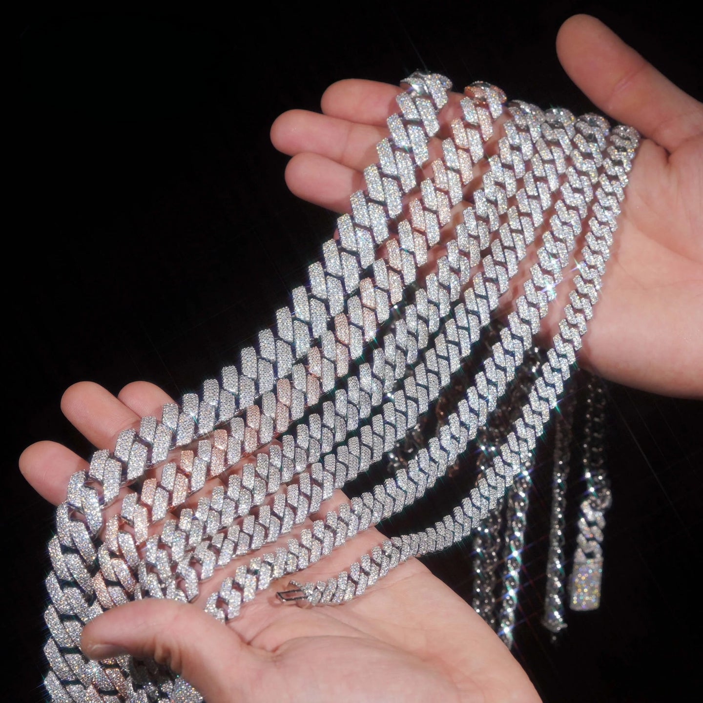 Iced Out Jewelry Classic 10mm 12mm 13mm 14mm 15mm 18mm Moissanite Diamond Hip Hop 925 Silver Cuban Link Chain