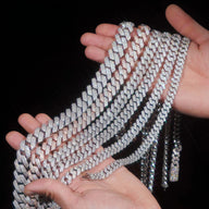 Iced Out Jewelry Classic 10mm 12mm 13mm 14mm 15mm 18mm Moissanite Diamond Hip Hop 925 Silver Cuban Link Chain