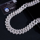Big Heavy 22mm Sticking Out 3 Rows Hip Hop 925 Silver Moissanite Diamond Cuban Link Chain for Men