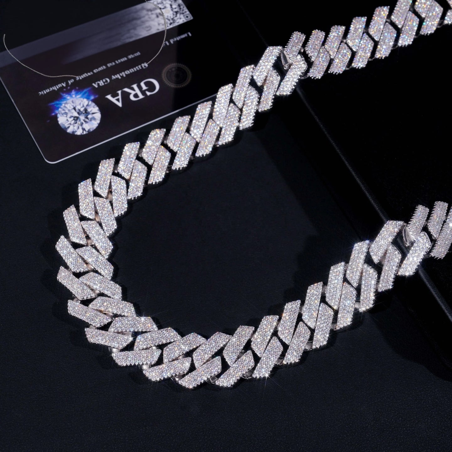 Hip Hop Miami Necklace 4 Rows Diamond Iced Out 925 Sterling Silver 20mm Moissinite Cuban Link Chain
