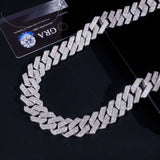 Hip Hop Miami Necklace 4 Rows Diamond Iced Out 925 Sterling Silver 20mm Moissinite Cuban Link Chain
