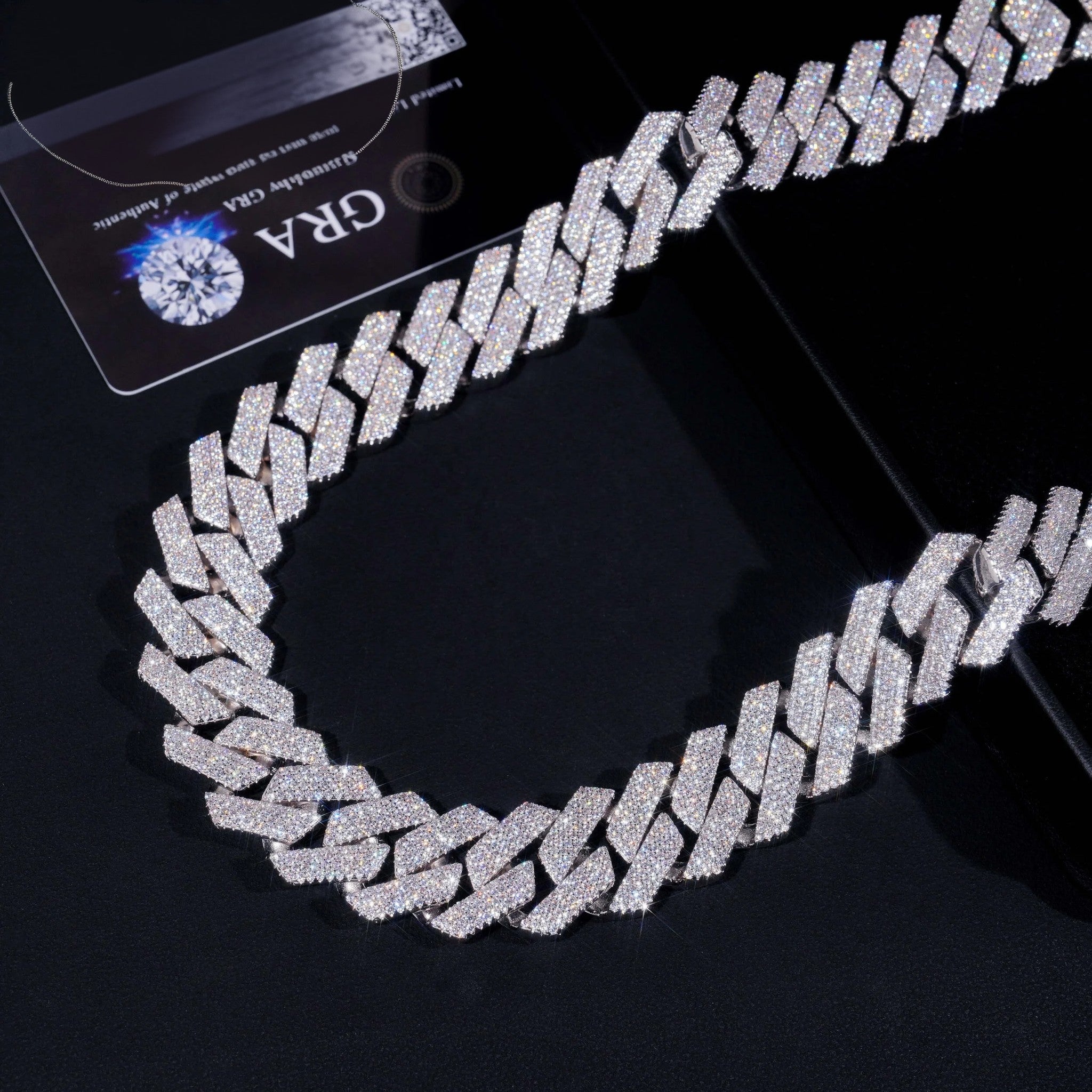 Hip Hop Miami Necklace 4 Rows Diamond Iced Out 925 Sterling Silver 20mm Moissinite Cuban Link Chain