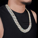 20MM Big Heavy Hip Hop Luxury Cuban Necklace 925 Silver Baguette Iced Out VVS Moissanite Lab Diamond Miami Cuban Link Chain