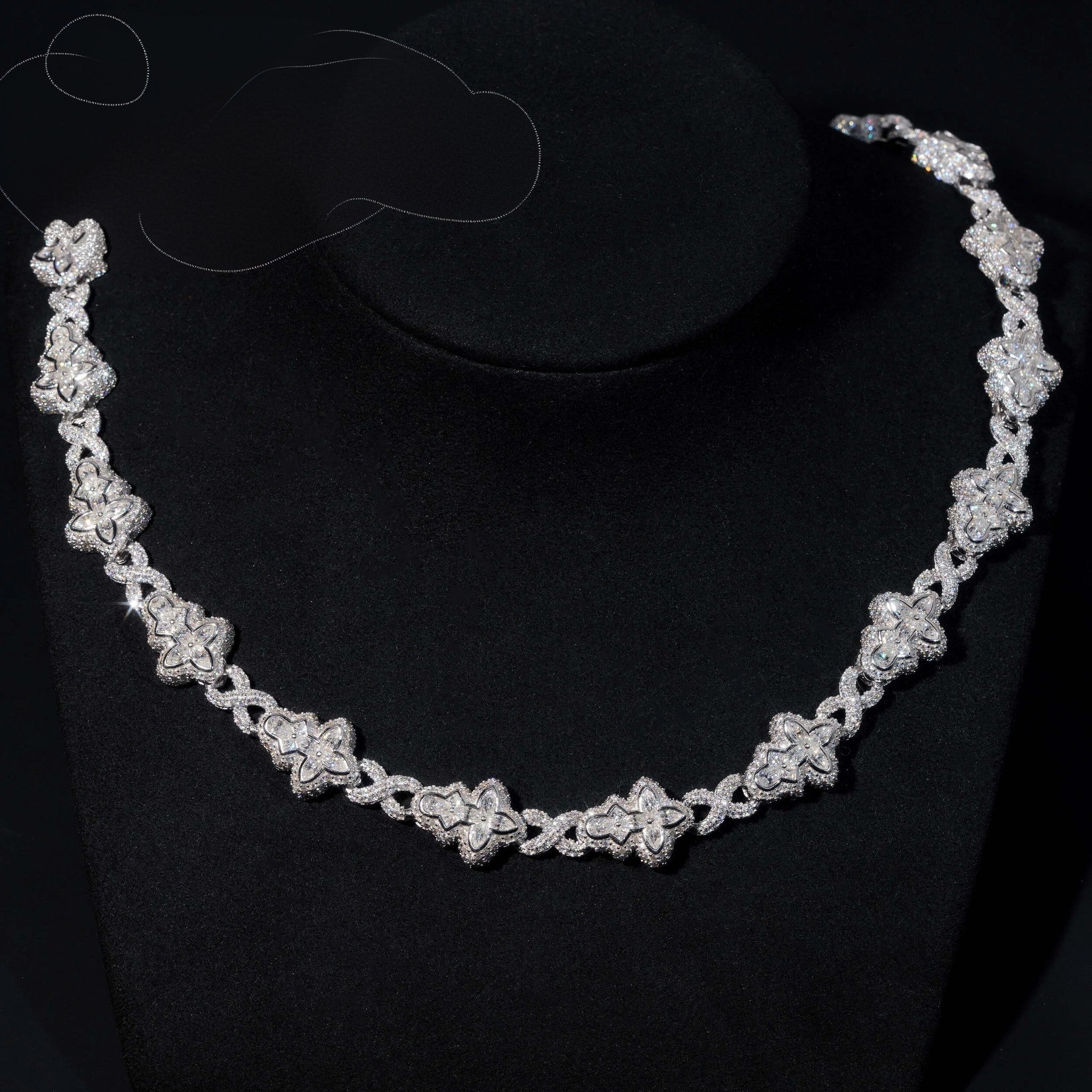 New Arrival VVS Moissanite Necklace Solid 925 Silver Cuban Link Hip Hop Jewelry Iced Out Flower Cross Link Cuban Necklace