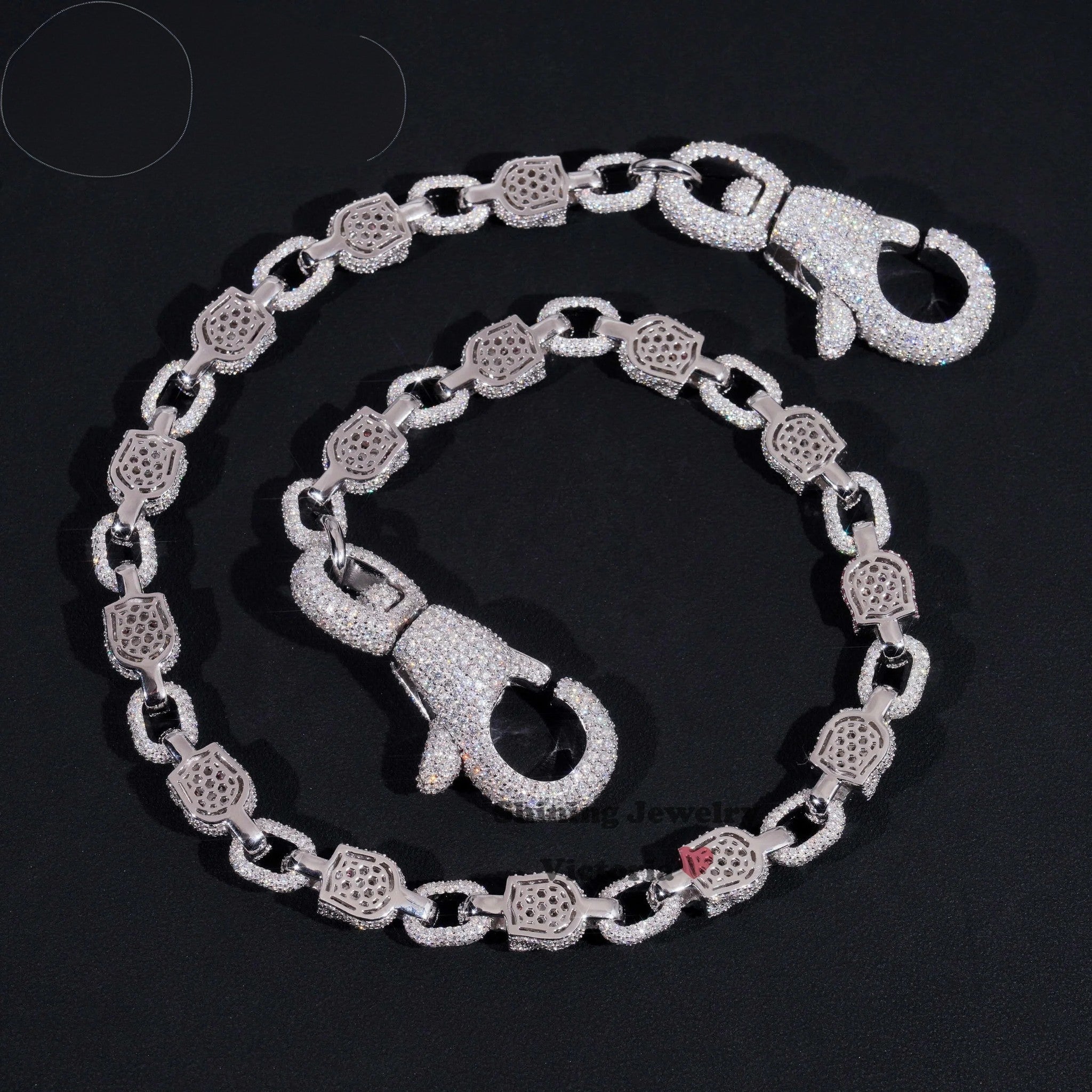 New Trendy Iced Out 13MM Figaro Chain 925 Sterling Silver VVS Moissanite Diamond Cuban Link Chain Men Necklaces
