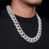Rapper Hip Hop Jewelry Prong Setting GRA 925 Sterling Silver White Gold Plated Miami Moissanite Diamond 20MM Mosaic Cuban Chain