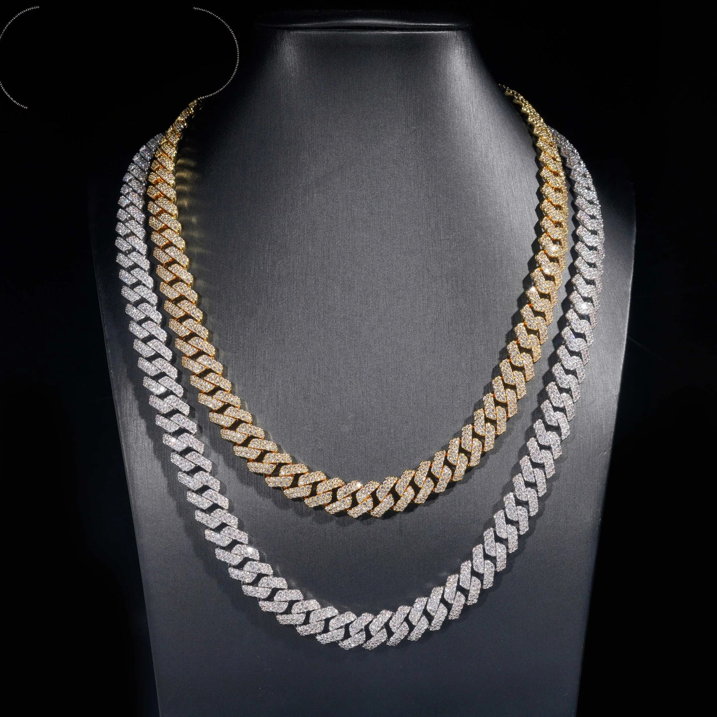 RTS Promotion Price 12MM Gold Plated 925 Sterling Silver VVS Moissanite Hip Hop Jewelry Iced Out Cuban Link Chain Necklace