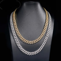 RTS Promotion Price 12MM Gold Plated 925 Sterling Silver VVS Moissanite Hip Hop Jewelry Iced Out Cuban Link Chain Necklace