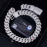 Bulk Size 22MM S925 Solid Silver Iced Out Hip Hop Jewelry Moissanite Diamond VVS Miami Cuban Link Chain Mosaic Cuban Chain