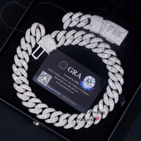 Bulk Size 22MM S925 Solid Silver Iced Out Hip Hop Jewelry Moissanite Diamond VVS Miami Cuban Link Chain Mosaic Cuban Chain