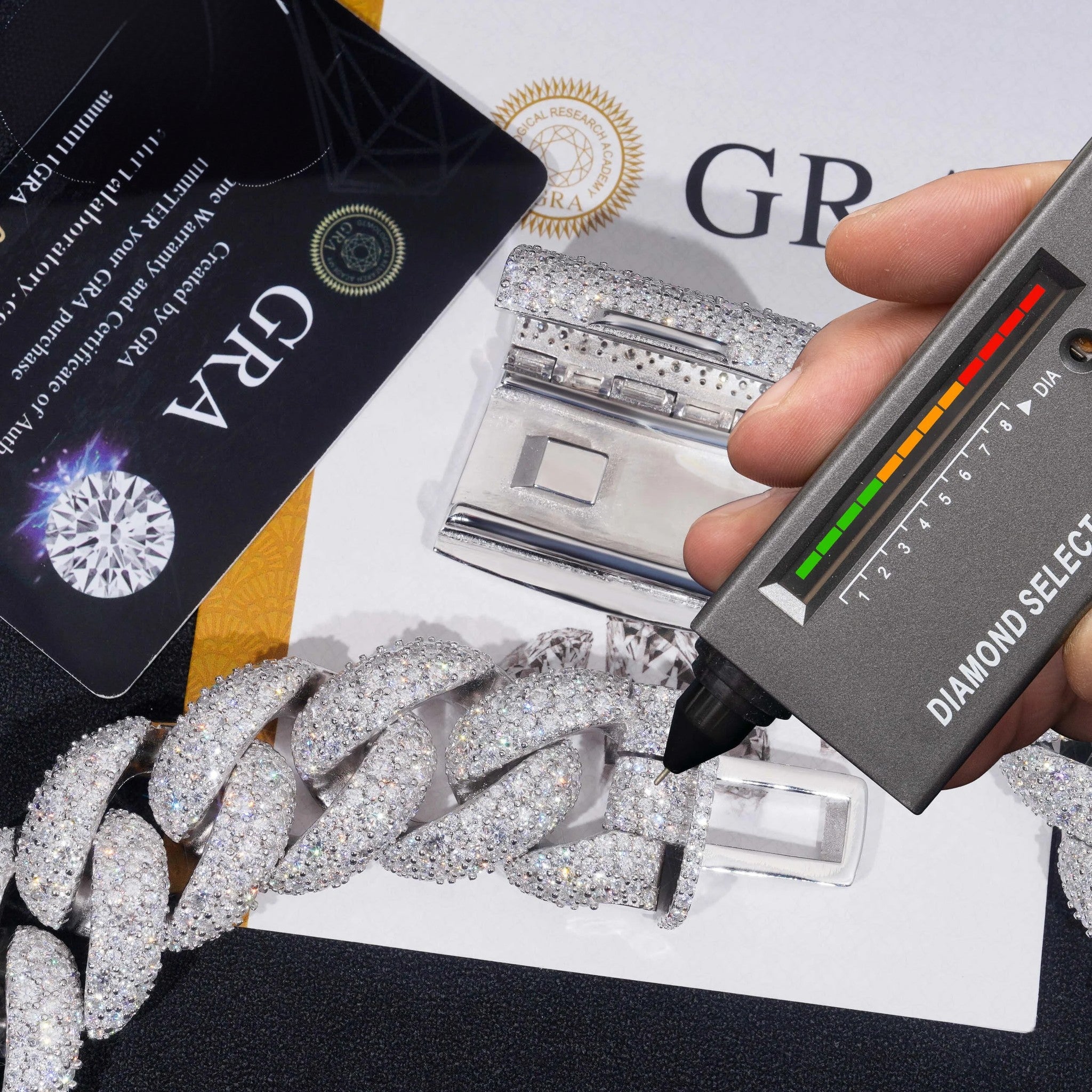 Big Heavy Solid 28MM GRA Certificate 925 Sterling Silver Miami Moissanite Diamond Cuban Link Chain
