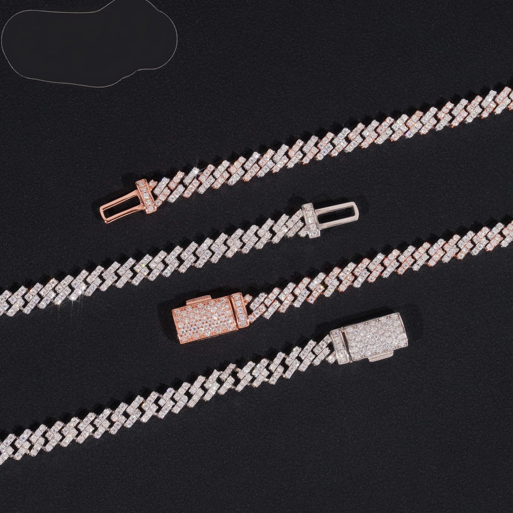 Pass Diamond Tester Iced Out One Row Hip Hop Thin 5mm Width 925 Sliver Moissanite Cuban Link Chain