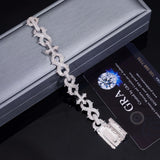 Factory 15MM Width Hip Hop Jewelry Real Silver 925 Gold Plated VVS Lab Diamond Moissanite Infinity Cuban Link Chain Bracelet