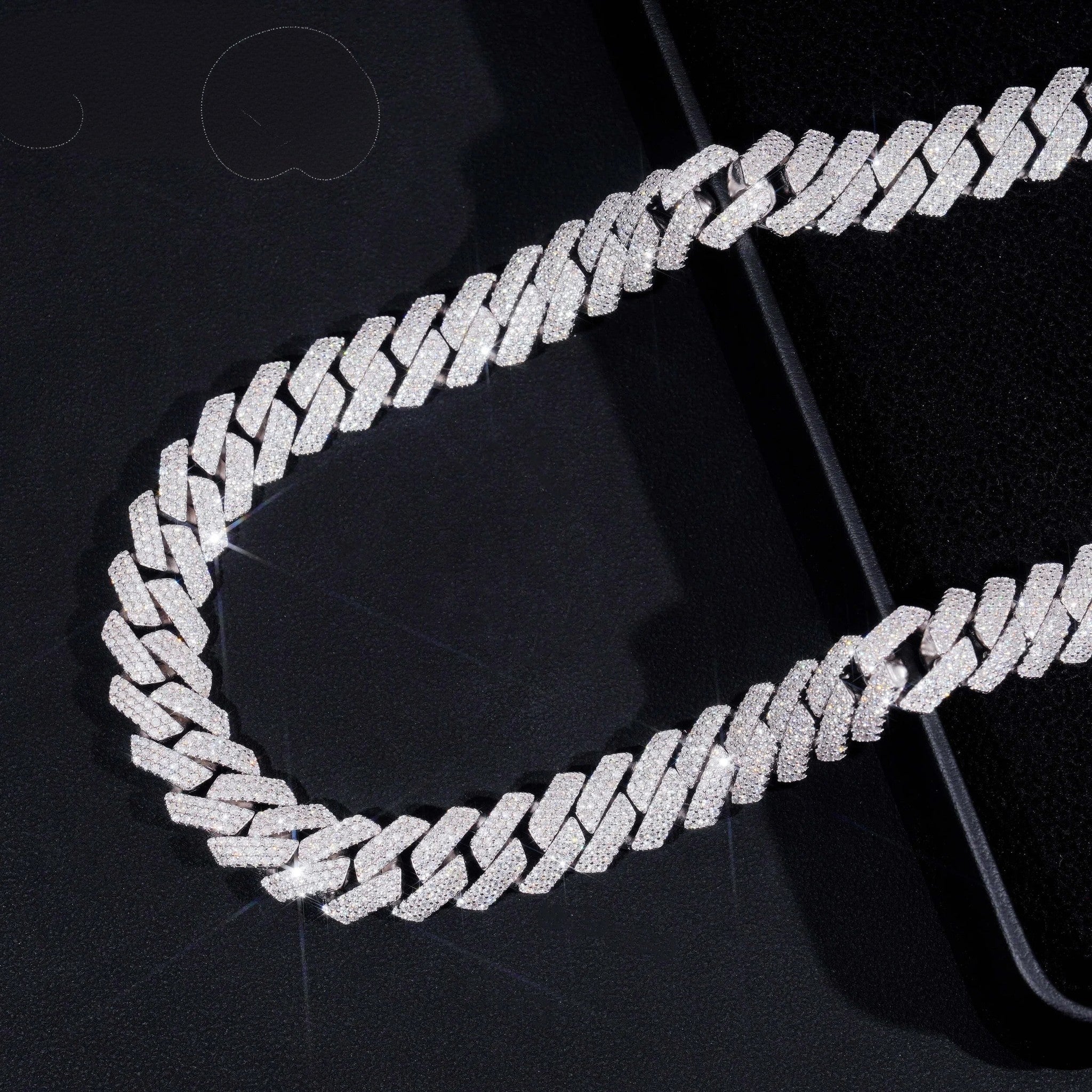 Hot Sale Hip Hip Jewelry GRA Certificate 14mm Three Row 925 Silver Moissanite Iced Out Cuban Link Chain