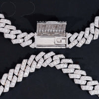 Custom Name Lock 18MM White Gold Plated Baguette Design Hiphop Cuban Link S925 VVS Moissanite Diamond Cuban Chain Men's Necklace
