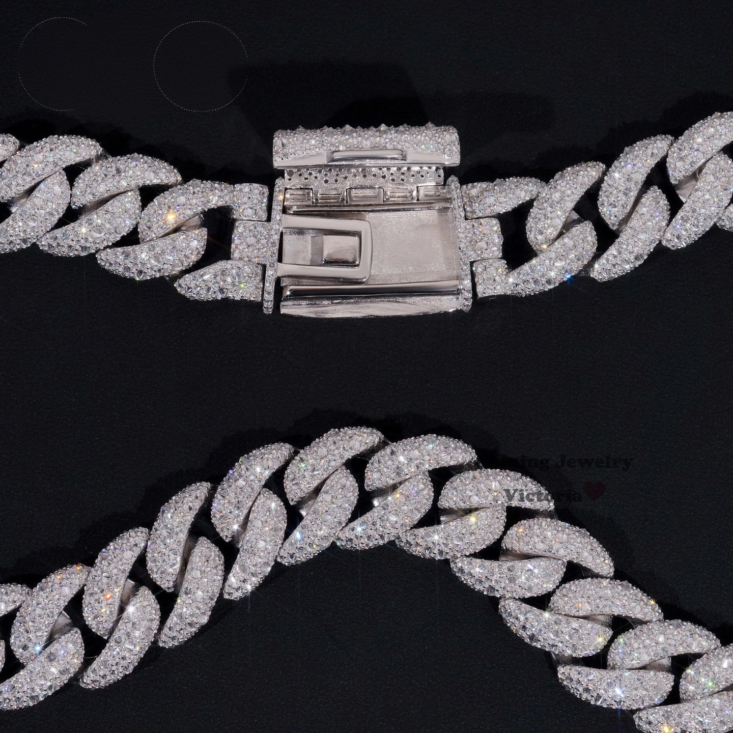 Rapper Hip Hop Jewelry Prong Setting GRA 925 Sterling Silver White Gold Plated Miami Moissanite Diamond 20MM Mosaic Cuban Chain