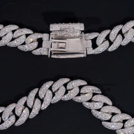 Rapper Hip Hop Jewelry Prong Setting GRA 925 Sterling Silver White Gold Plated Miami Moissanite Diamond 20MM Mosaic Cuban Chain