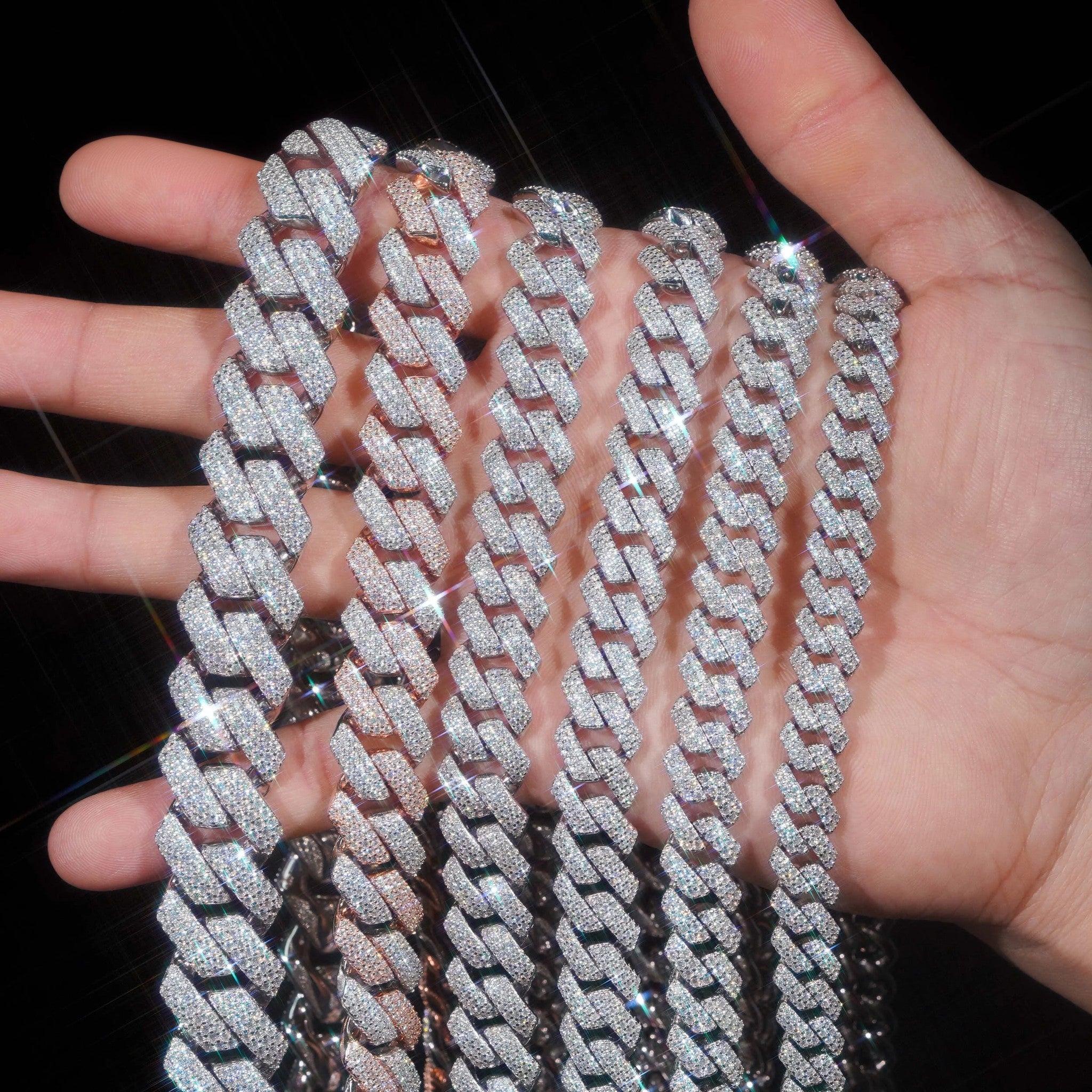 Iced Out Jewelry Classic 10mm 12mm 13mm 14mm 15mm 18mm Moissanite Diamond Hip Hop 925 Silver Cuban Link Chain