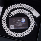 Hip Hop Miami Necklace 4 Rows Diamond Iced Out 925 Sterling Silver 20mm Moissinite Cuban Link Chain