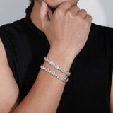 New Iced Out 925 Sterling Silver Heart Shape Moissanite Bracelet Trendy Men Hip Hop Jewelry Moissanite Cuban Link Chain