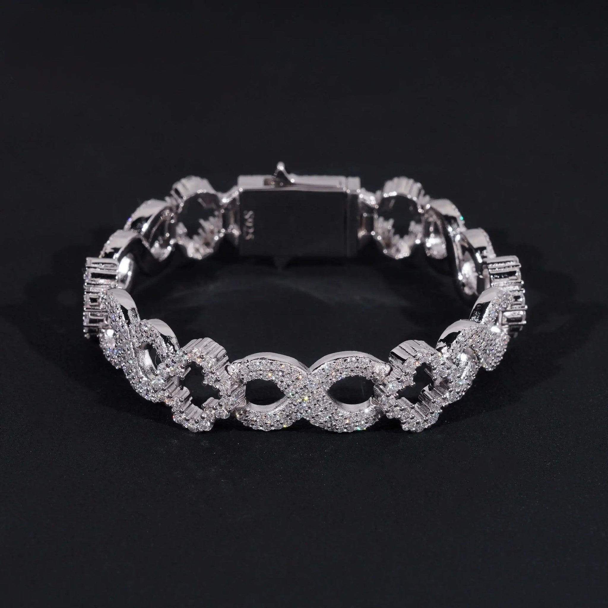 New Design Hip Hop Jewelry Real 925 Sterling Silver Pass Diamond Tester Fully Iced Out Flower Infinity Cuban Link Bracelet