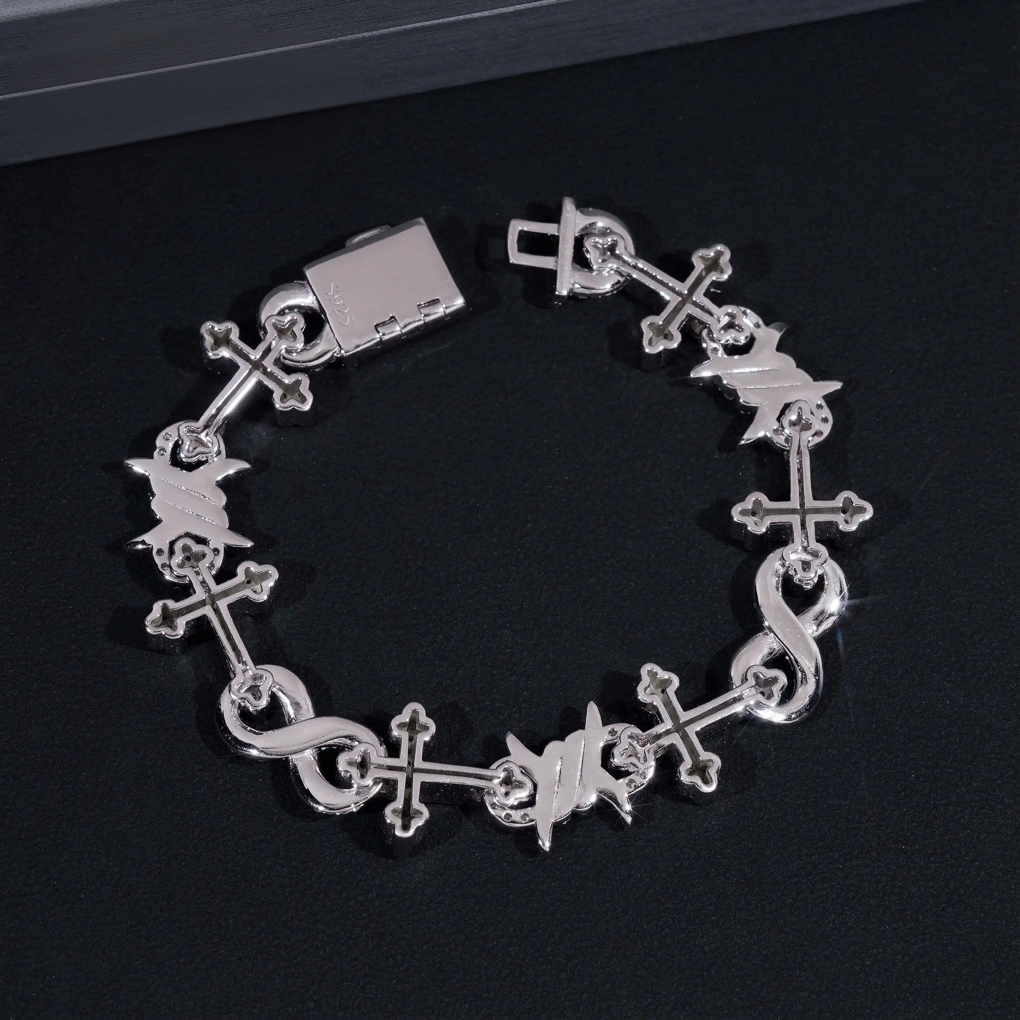 New Arrival Hip Hop Jewelry 925 Sterling Silver Pass Diamond Tester Iced Out Cross Infinity Link Moissanite Cuban Bracelet